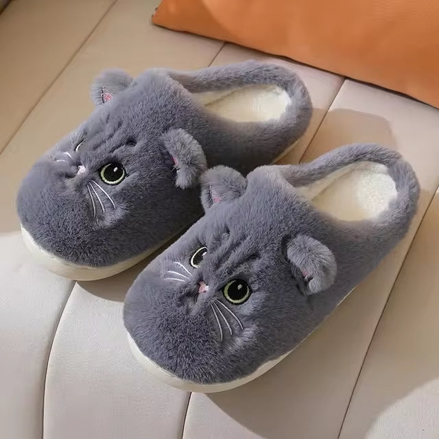 Unisex Plush Cat Slippers