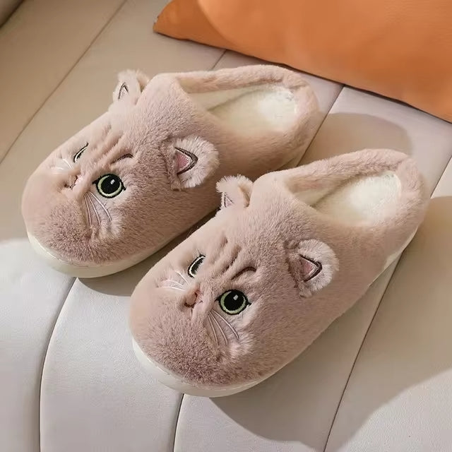 Unisex Plush Cat Slippers