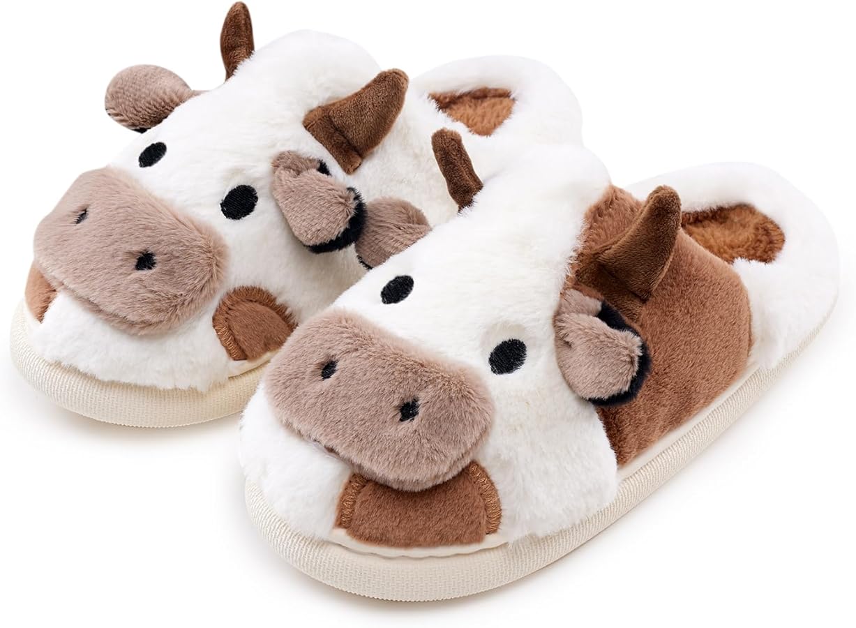 Unisex Cow Plush Slippers